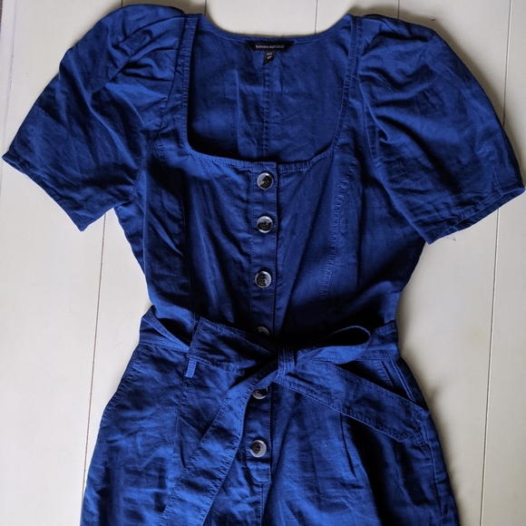 Banana Republic Linen-Cotton Puff-Sleeve Romper - Picture 2 of 8